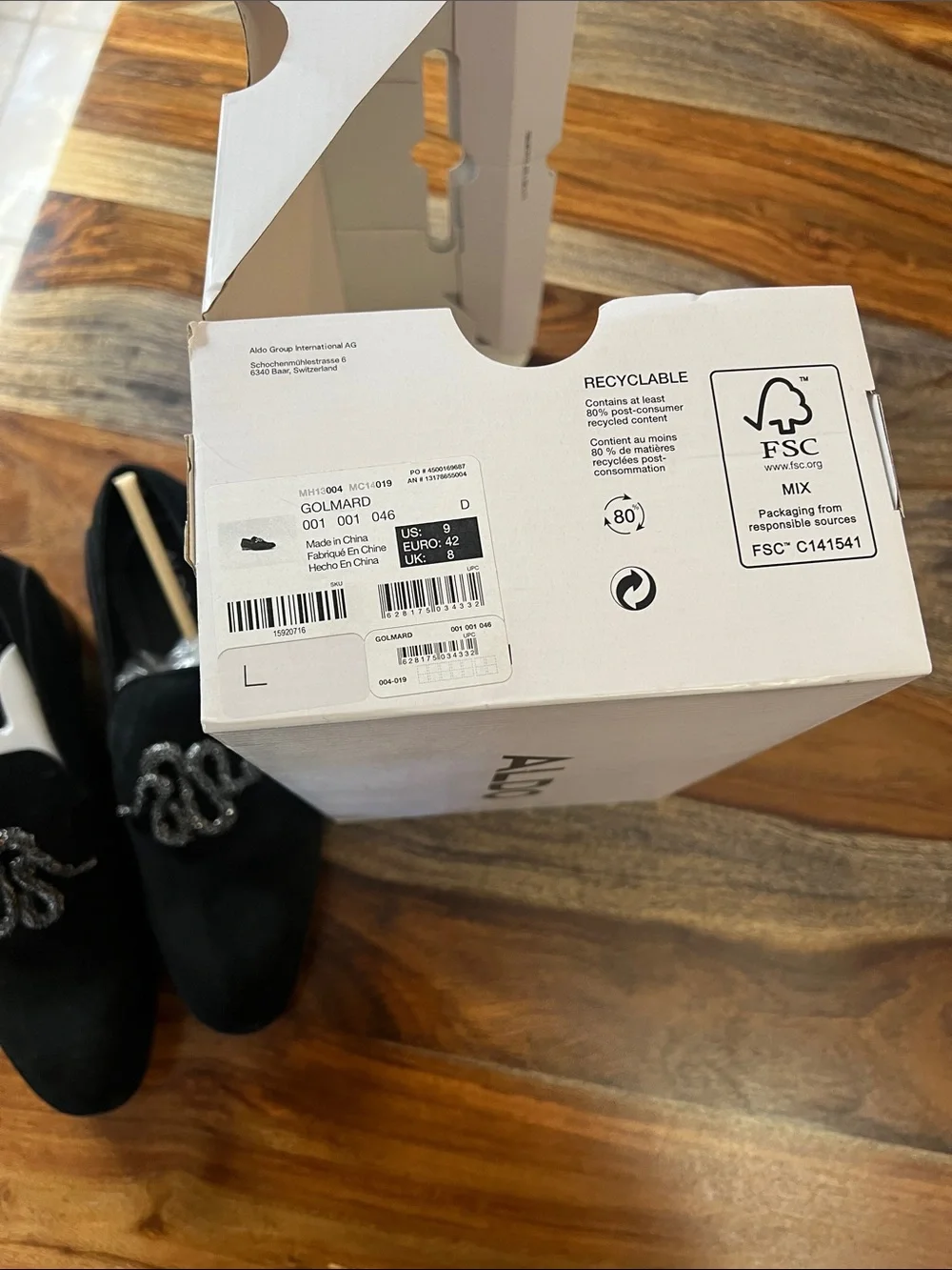 Aldo Black Suede Beaded Snake Slip-On Loafers